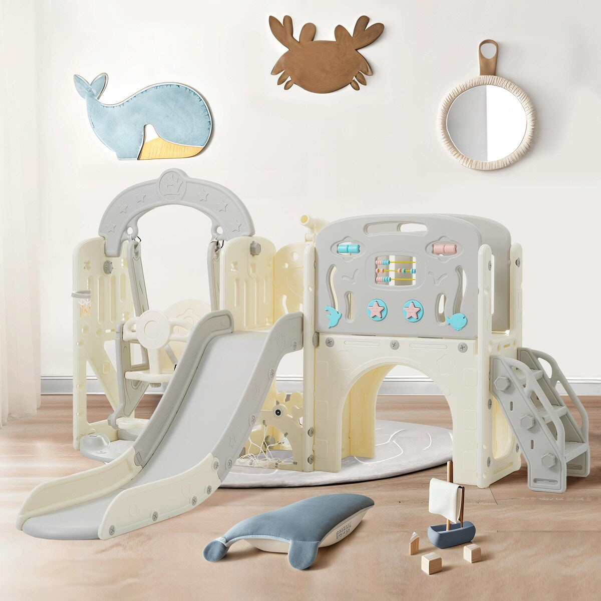 10-in-1 Toddler Slide and Swing Set