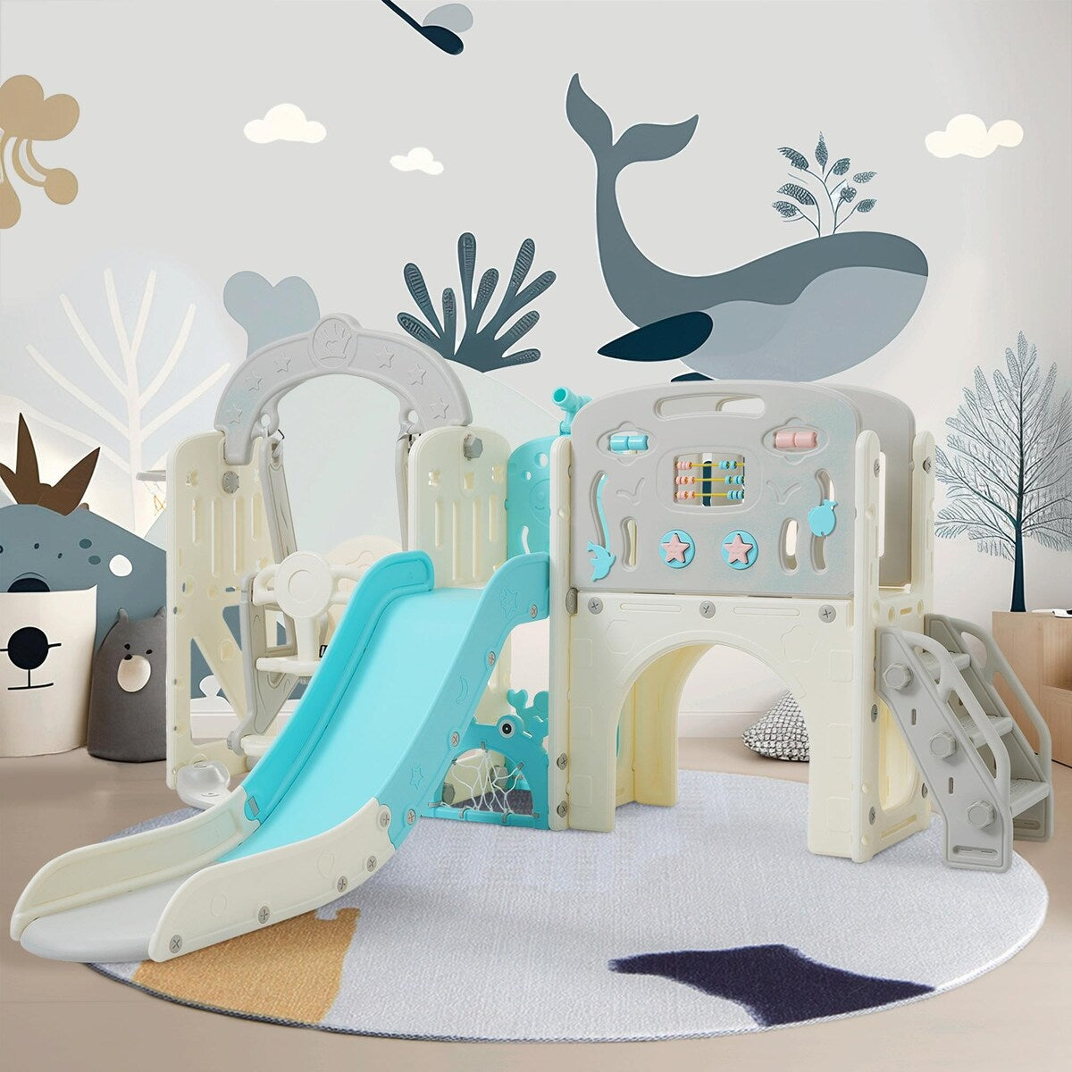 10-in-1 Toddler Slide and Swing Set