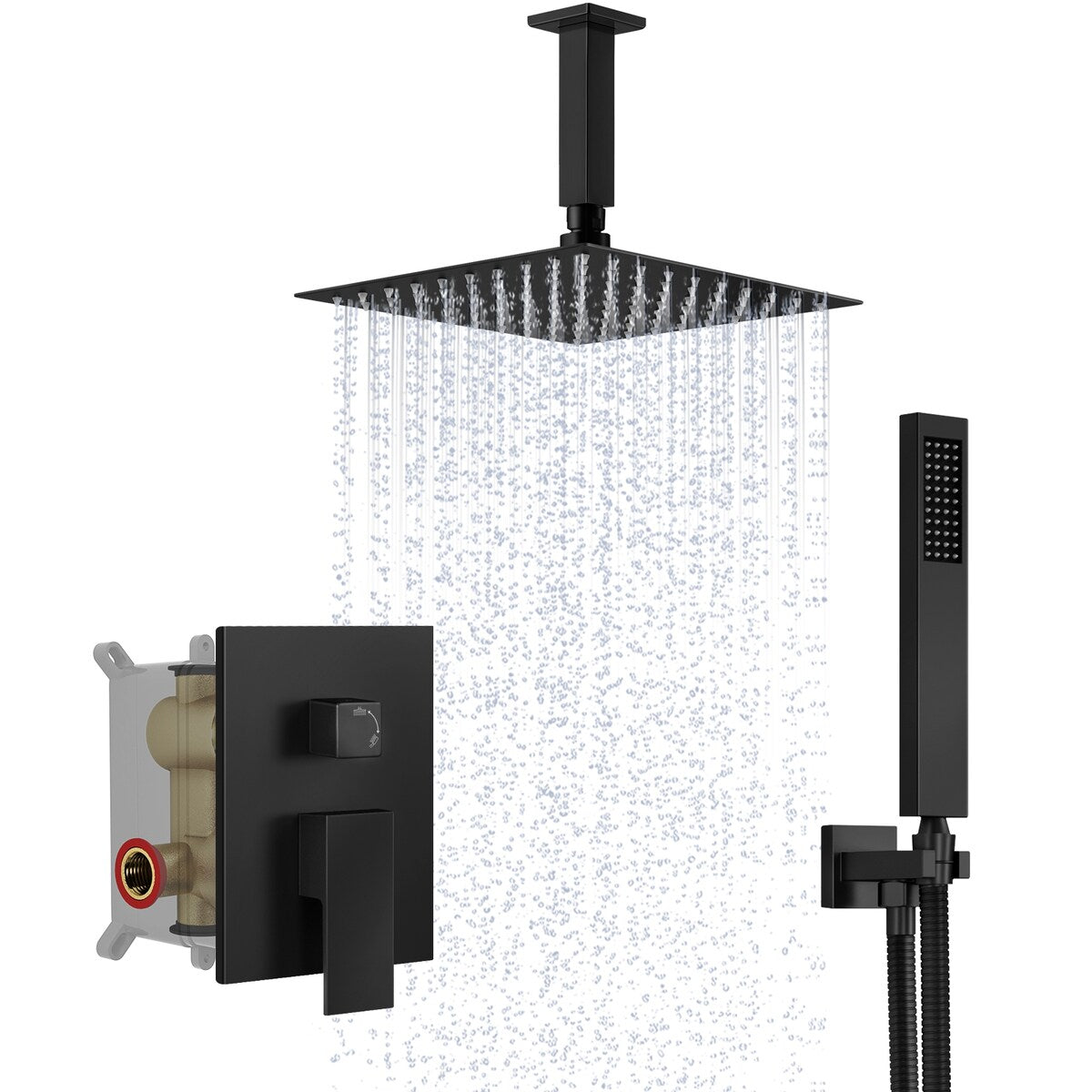 Rainfall Shower System with High Pressure 10 inch Shower Head Hand Held Shower Head Bathroom Mixer Shower Complete Combo Set