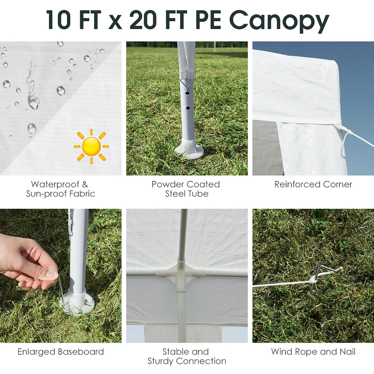 White Outdoor Canopy Tent and Shelter Pavilion - 10 x 20 Feet