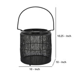 10.25 Inches Industrial Style Metal Wire Lantern, Black