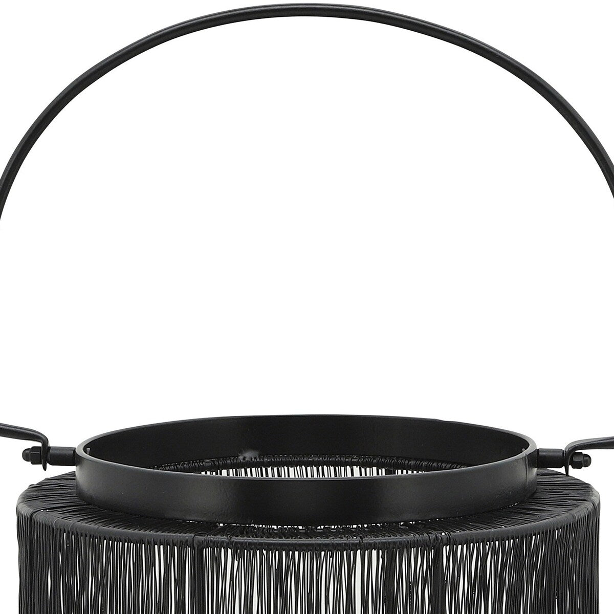 10.25 Inches Industrial Style Metal Wire Lantern, Black