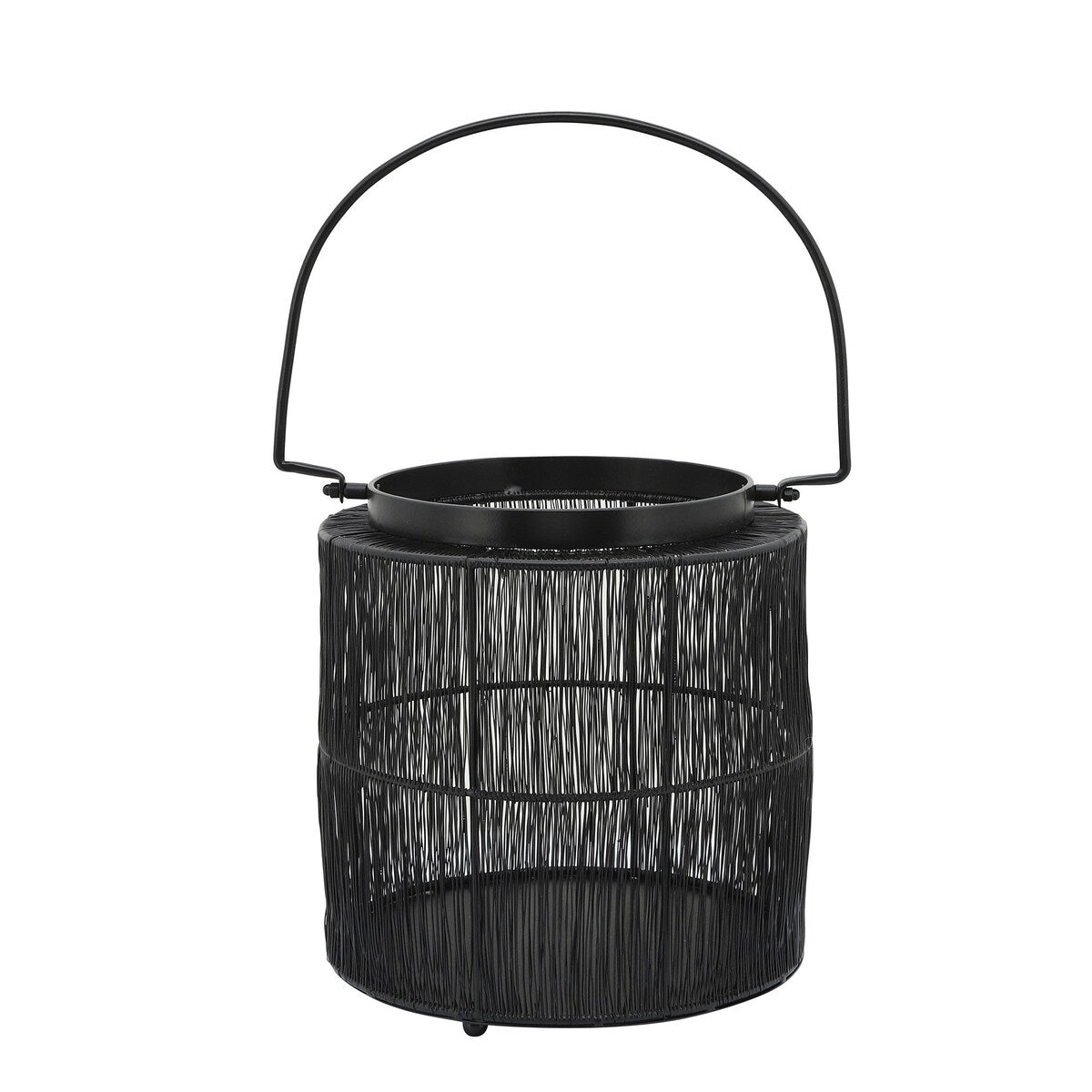 10.25 Inches Industrial Style Metal Wire Lantern, Black