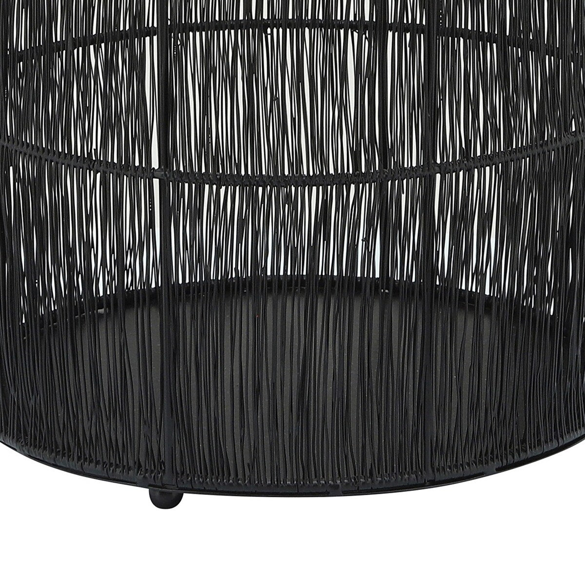10.25 Inches Industrial Style Metal Wire Lantern, Black