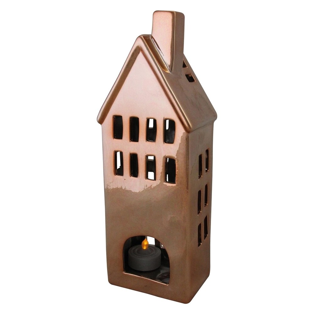10.5" Ceramic House Tea Light Candle Holder