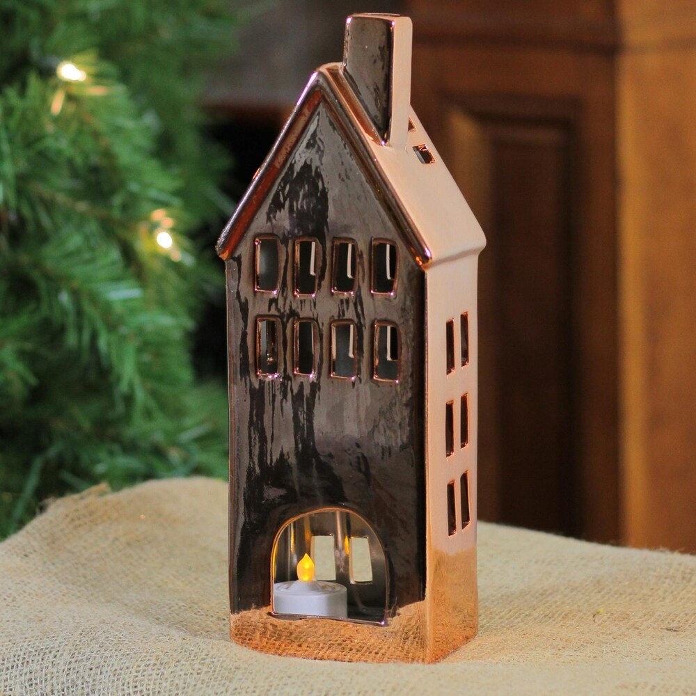 10.5" Ceramic House Tea Light Candle Holder