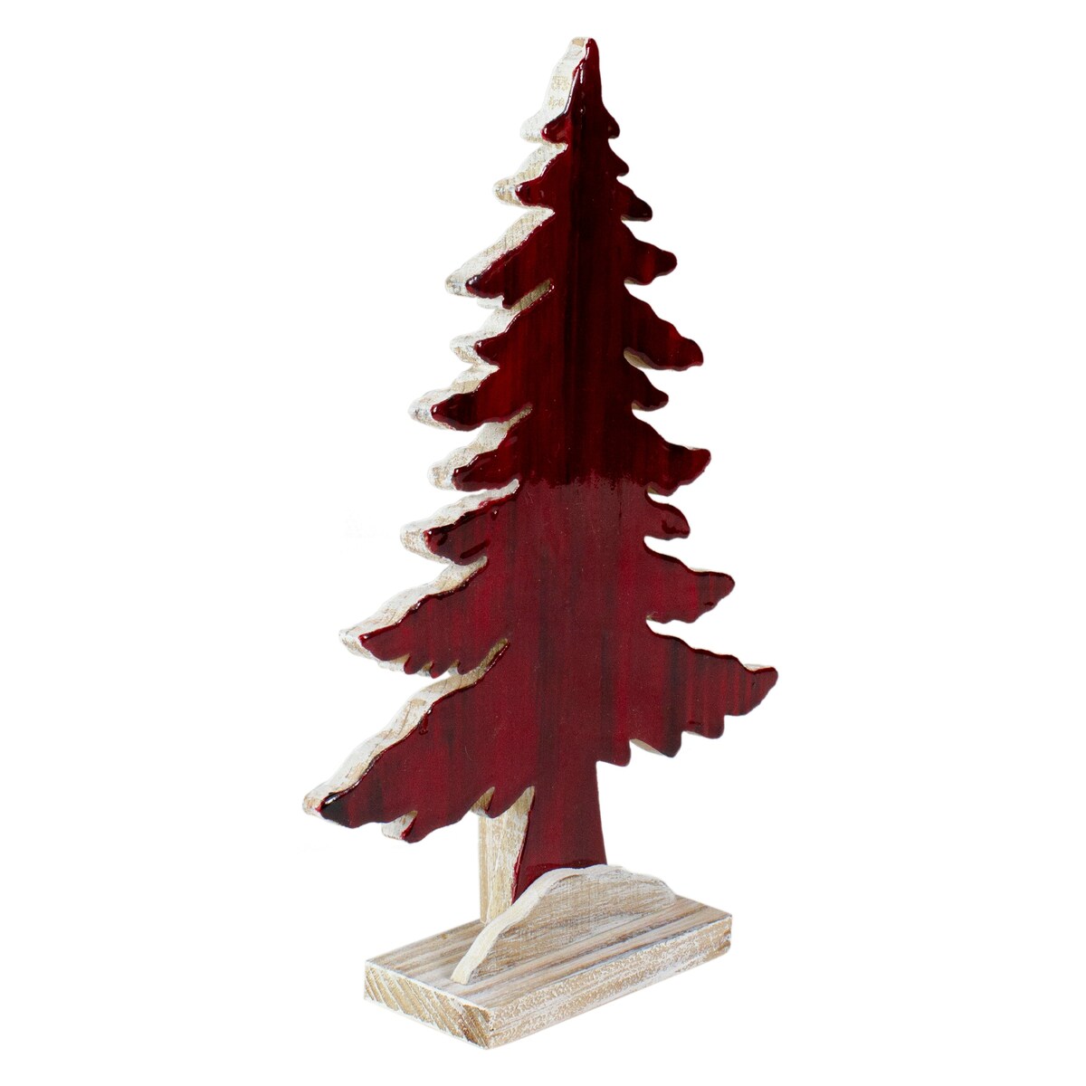10.5" Red and White Stained Forest Tree Christmas Tabletop Decor