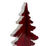 10.5" Red and White Stained Forest Tree Christmas Tabletop Decor