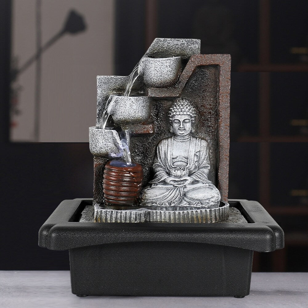 10.6-inch Indoor Buddha Water Fountain Small Tabletop Feature for Home