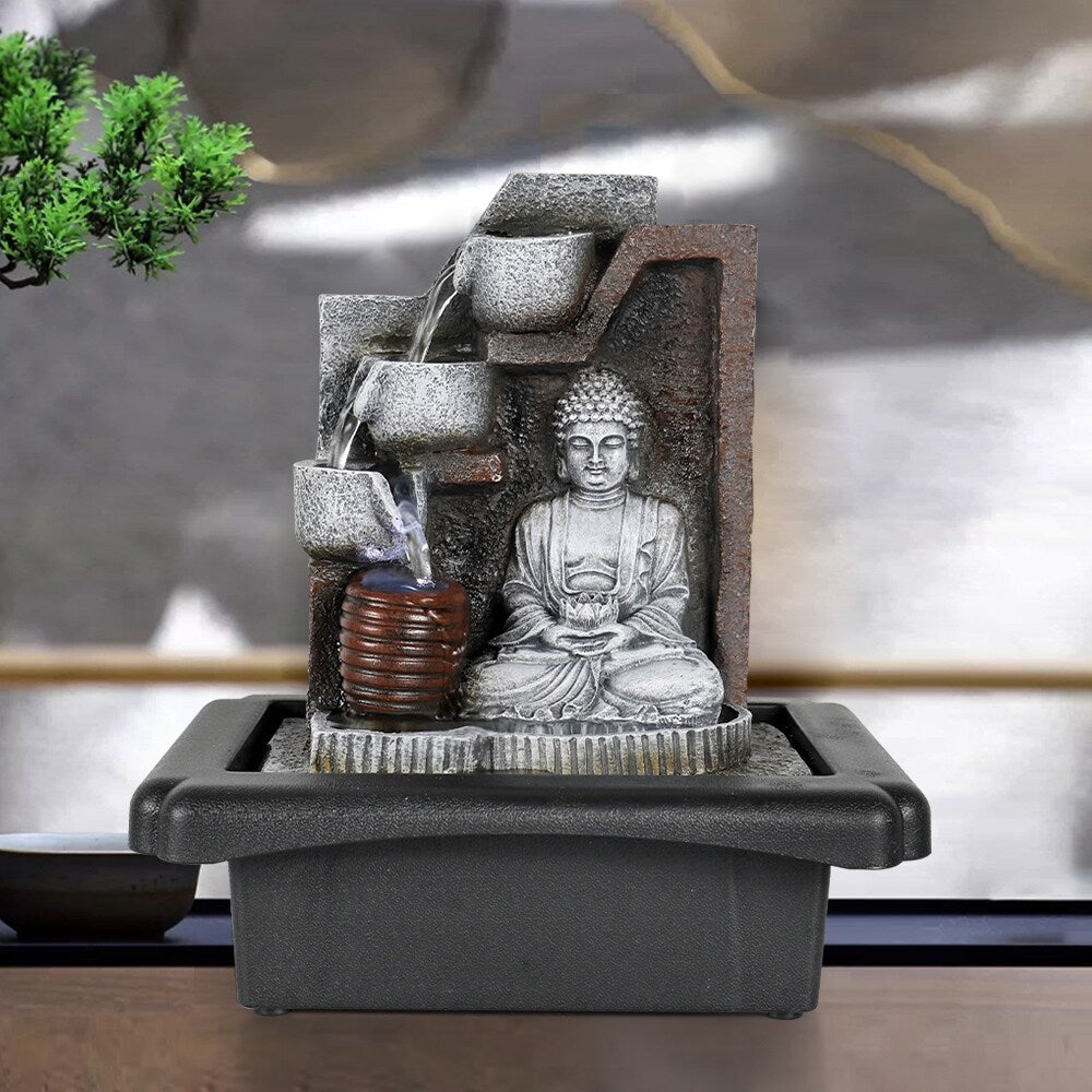 10.6-inch Indoor Buddha Water Fountain Small Tabletop Feature for Home