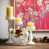 10.75" Pedestal Metal Candle Holders - Set of 3, White