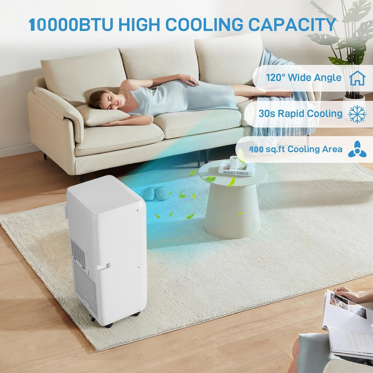 10000 BTU Portable Air Conditioners, 3-in-1 AC Unit, Dehumidifier, and Fan Mode