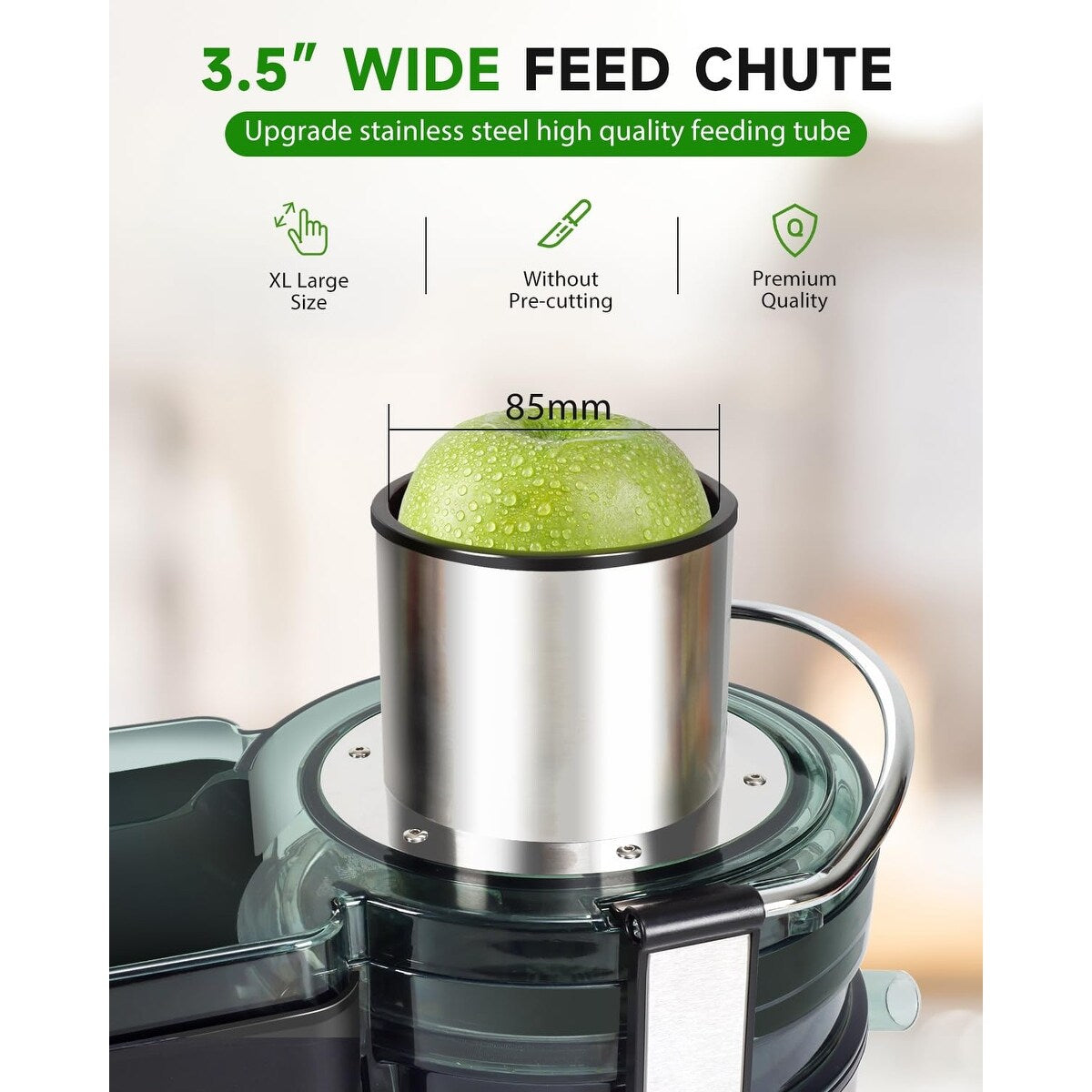 1000W 3-Speed LED Centrifugal Juicer Machines Vegetable and Fruit, 3.5" Big Wide Chute, Easy Clean, High Juice Yield, BPA Free