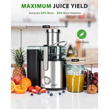 1000W 3-Speed LED Centrifugal Juicer Machines Vegetable and Fruit, 3.5" Big Wide Chute, Easy Clean, High Juice Yield, BPA Free