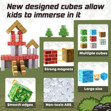 100PCS Magnetic Blocks-Build Mine Magnet World Set for Boys & Girls Age 3-5 6-8, STEM Sensory Toys for Toddlers Gift