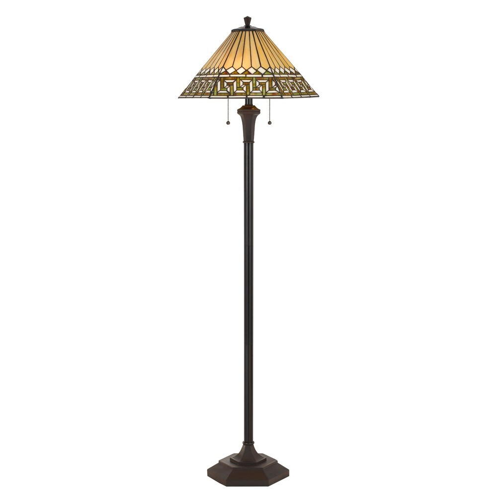 Tiffany-style Black and Yellow Glass/ Metal Floor Lamp