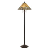 Tiffany-style Black and Yellow Glass/ Metal Floor Lamp