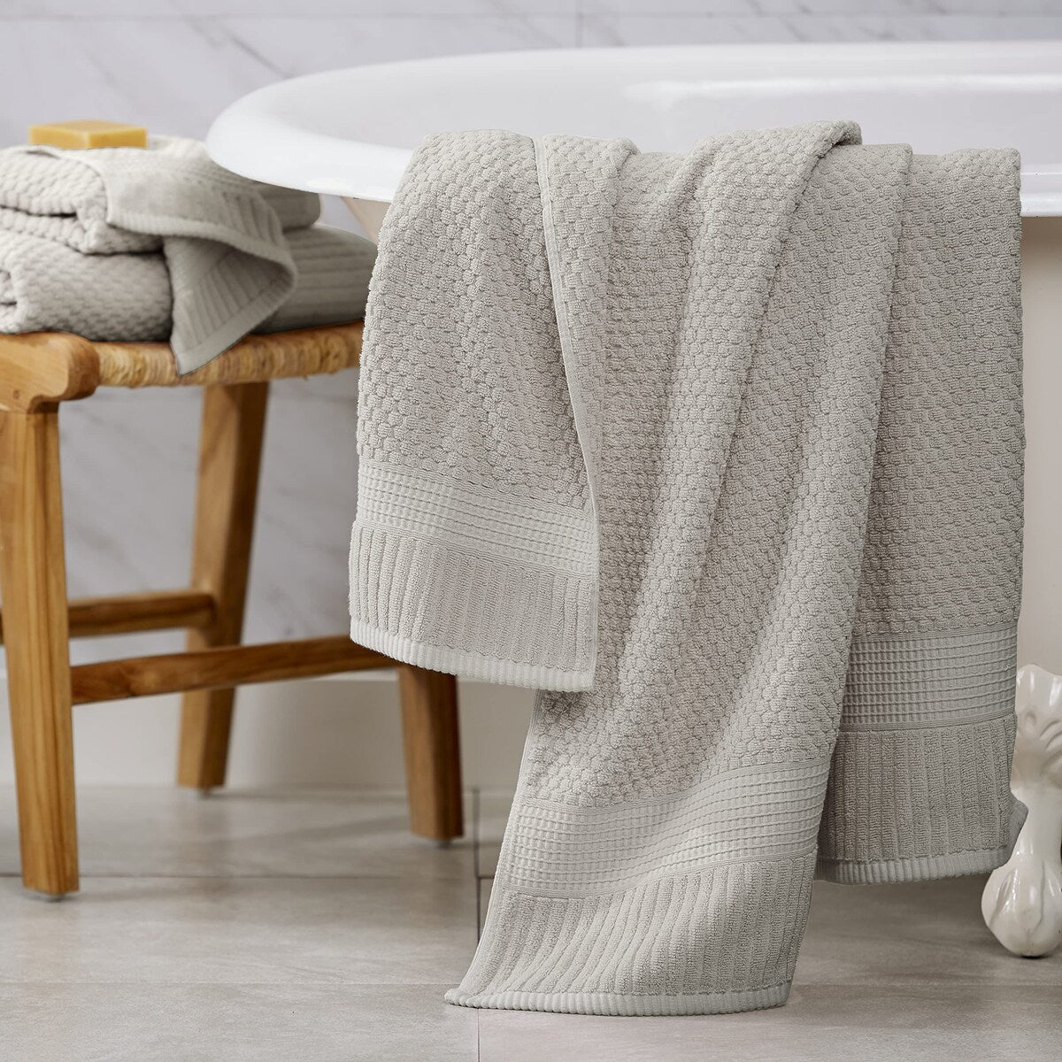 100% Cotton Bath Towel 4 Pack,Super Soft & Absorbent Quick-Dry Bath Towels 30" x 52",Textured and Durable Cotton,Trinity