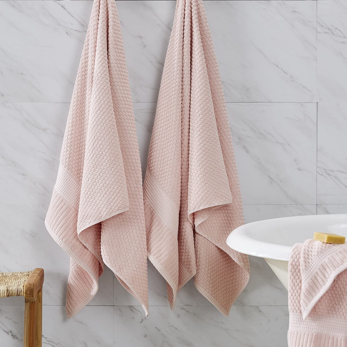 100% Cotton Bath Towel 4 Pack,Super Soft & Absorbent Quick-Dry Bath Towels 30" x 52",Textured and Durable Cotton,Trinity