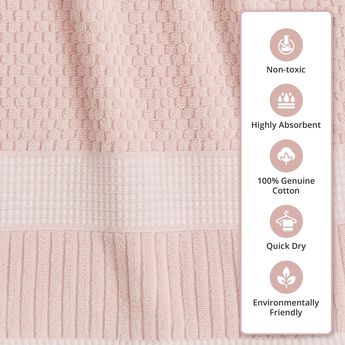 100% Cotton Bath Towel 4 Pack,Super Soft & Absorbent Quick-Dry Bath Towels 30" x 52",Textured and Durable Cotton,Trinity