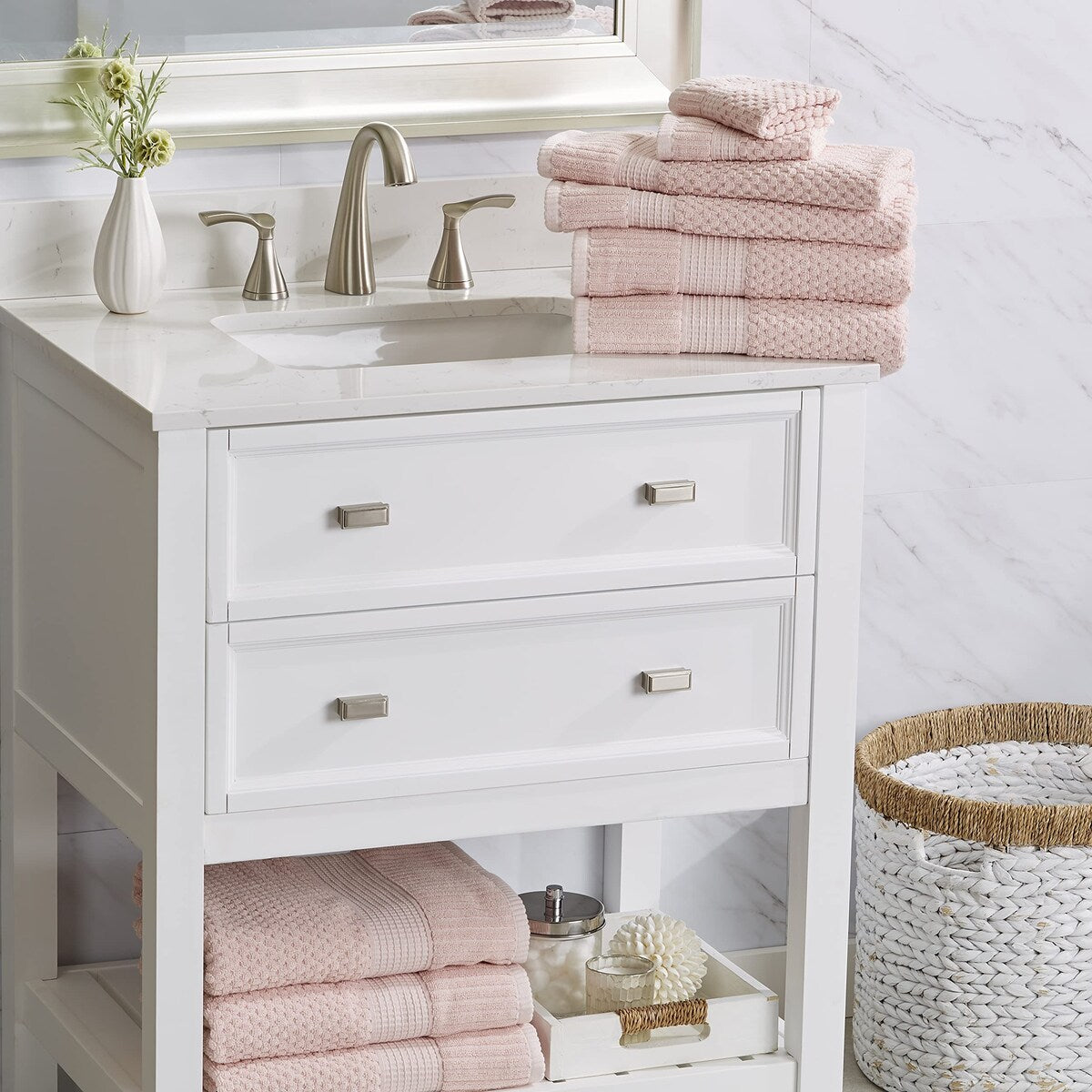 100% Cotton Bath Towel 4 Pack,Super Soft & Absorbent Quick-Dry Bath Towels 30" x 52",Textured and Durable Cotton,Trinity