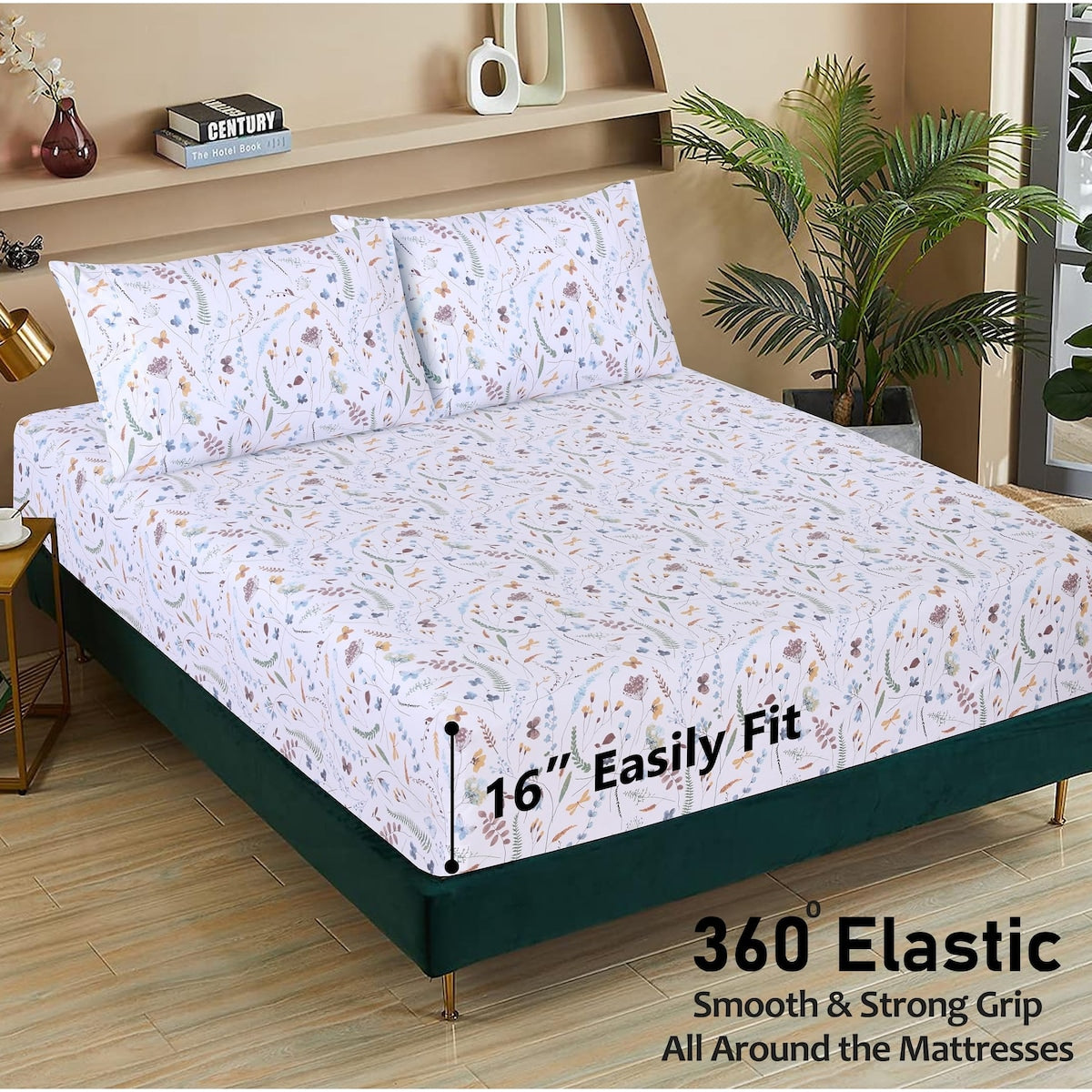 100% Cotton Sheets for Full Size Bed Crispy Cooling Percale Sheets Breathable & Durable Full Sheet Set 16 Inches Deep Pocket