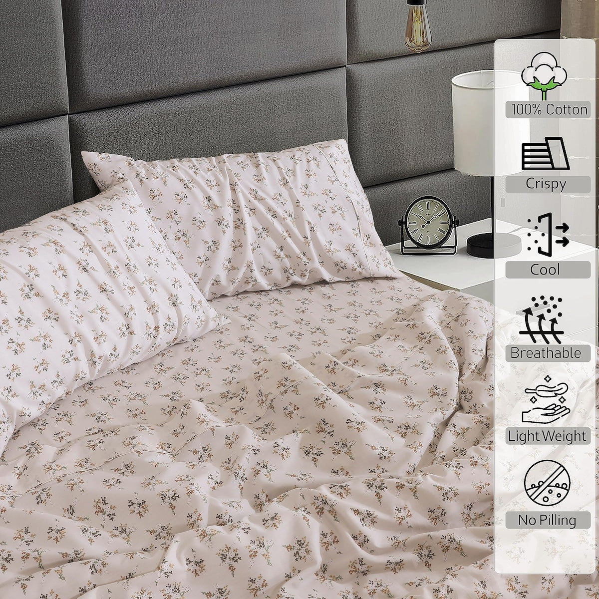 100% Cotton Sheets for Full Size Bed Crispy Cooling Percale Sheets Breathable & Durable Full Sheet Set 16 Inches Deep Pocket