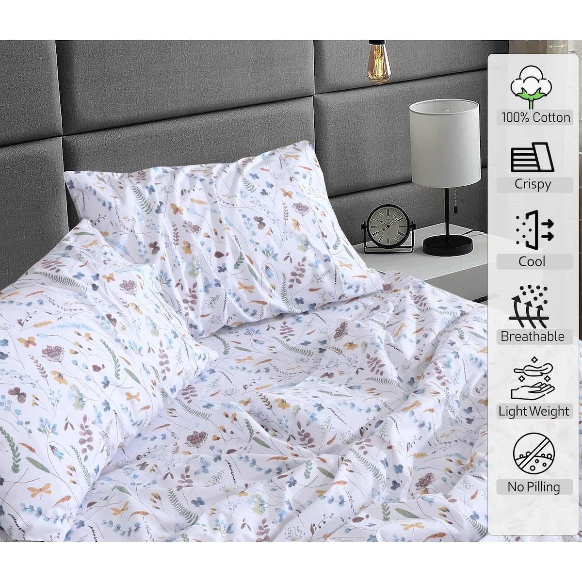 100% Cotton Sheets for Full Size Bed Crispy Cooling Percale Sheets Breathable & Durable Full Sheet Set 16 Inches Deep Pocket