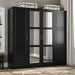 100% Solid Wood Cosmo 4-Door Wardrobe with Solid Wood or Mirrored Doors by Palace Imports