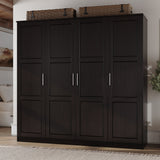 100% Solid Wood Cosmo 4-Door Wardrobe with Solid Wood or Mirrored Doors by Palace Imports