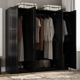 100% Solid Wood Cosmo 4-Door Wardrobe with Solid Wood or Mirrored Doors by Palace Imports