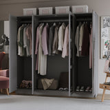 100% Solid Wood Cosmo 4-Door Wardrobe with Solid Wood or Mirrored Doors by Palace Imports