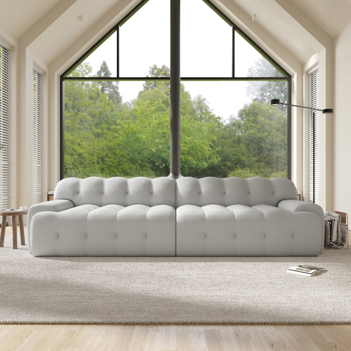 102.4" Cloud Sofa Couch，3-seater Upholstered 3D Textile Material Sectional Sofa For Living Room, Apartment