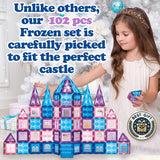 102pcs Frozen Princess Castle Magnetic Tiles Building Blocks - 3D Diamond Blocks, STEM Educational Toddler Toys