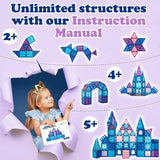 102pcs Frozen Princess Castle Magnetic Tiles Building Blocks - 3D Diamond Blocks, STEM Educational Toddler Toys