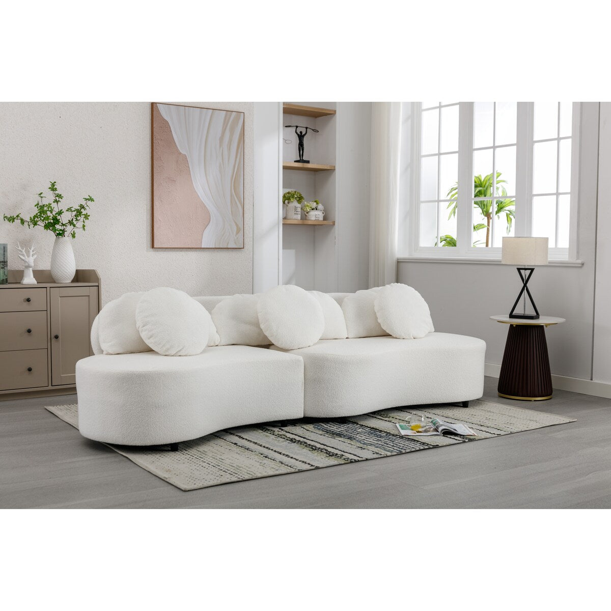 103.9" Modern Sofa Lamb Velvet Upholstered Couch for Living Room