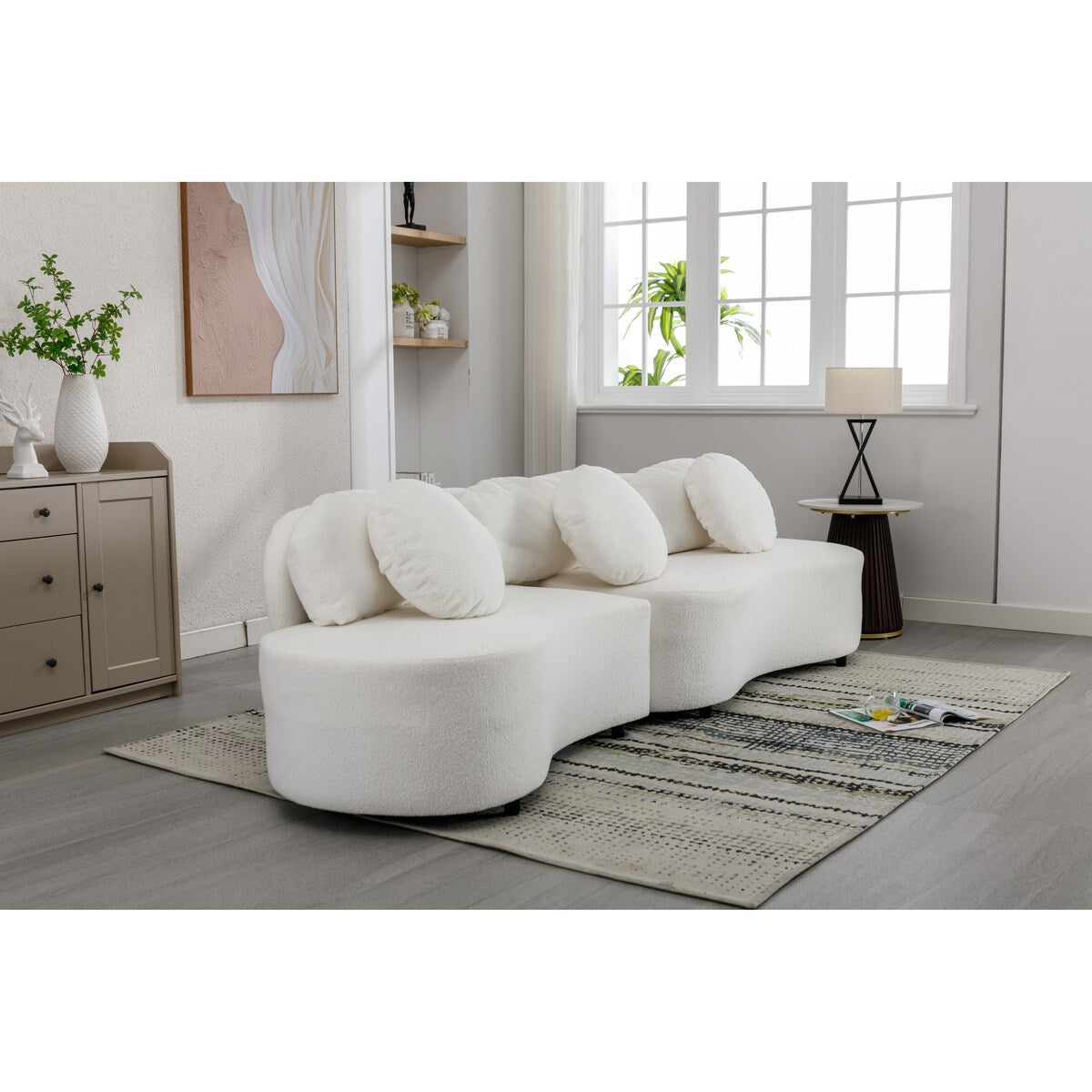 103.9" Modern Sofa Lamb Velvet Upholstered Couch for Living Room