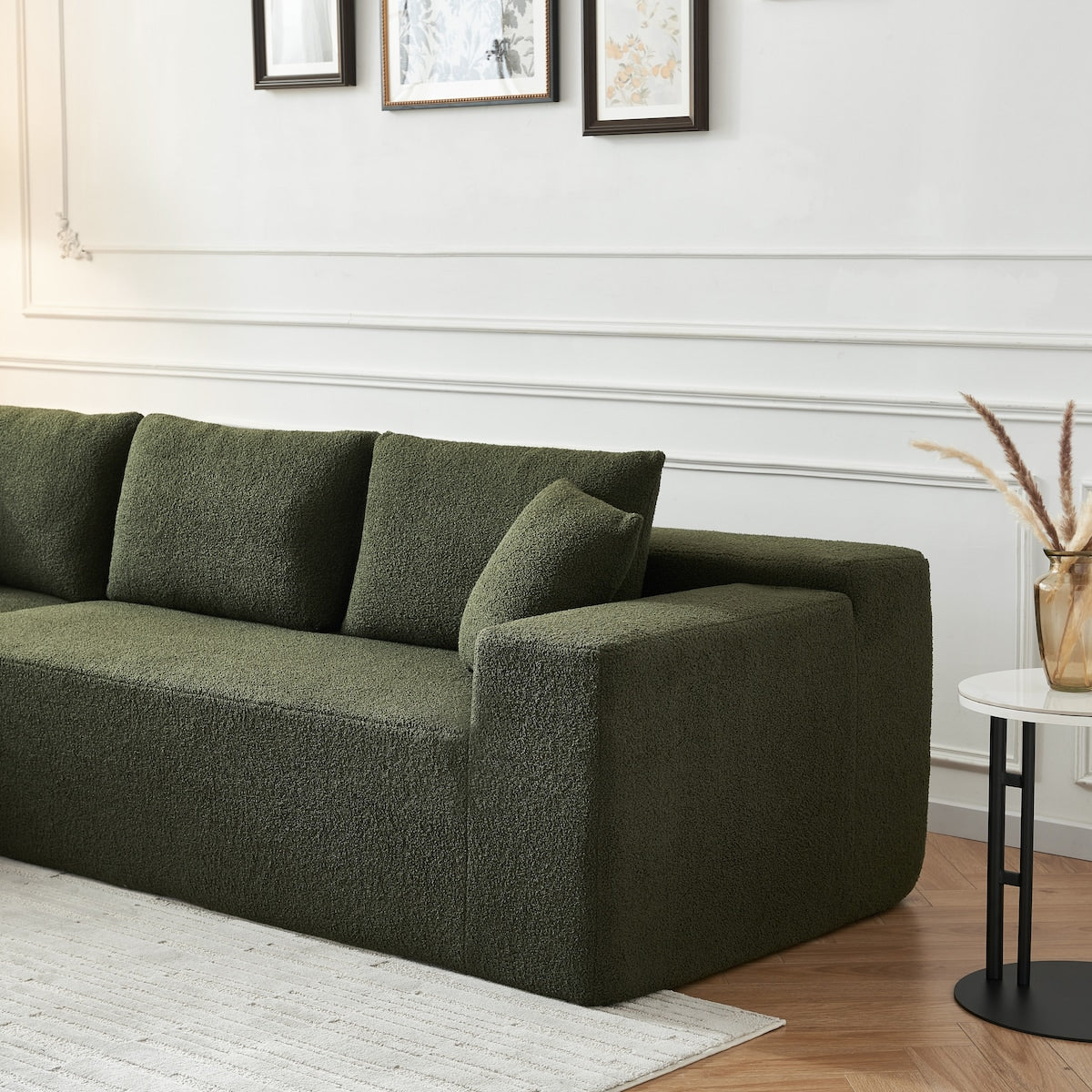 104.33" Sponge Sectional Sofa Couch for Living Room, L Shaped Modern Lamb Modular High Density Sponge Floor Sofa