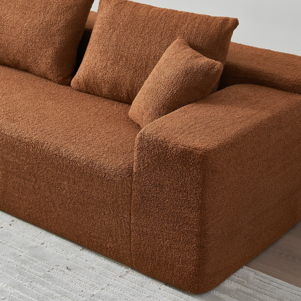 104.33" Sponge Sectional Sofa Couch for Living Room, L Shaped Modern Lamb Modular High Density Sponge Floor Sofa