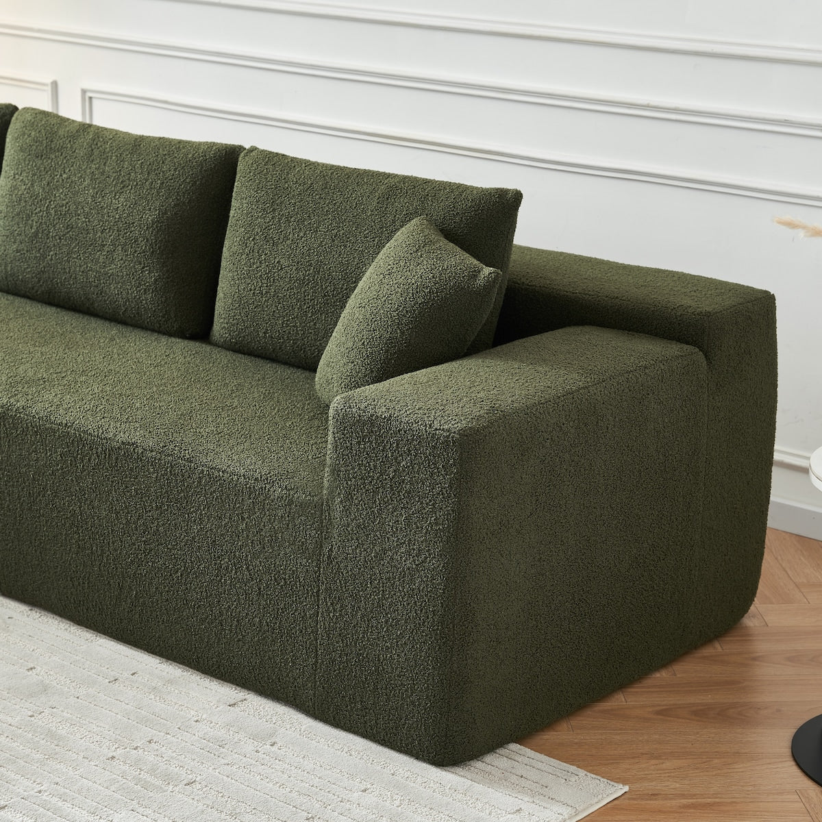 104.33" Sponge Sectional Sofa Couch for Living Room, L Shaped Modern Lamb Modular High Density Sponge Floor Sofa