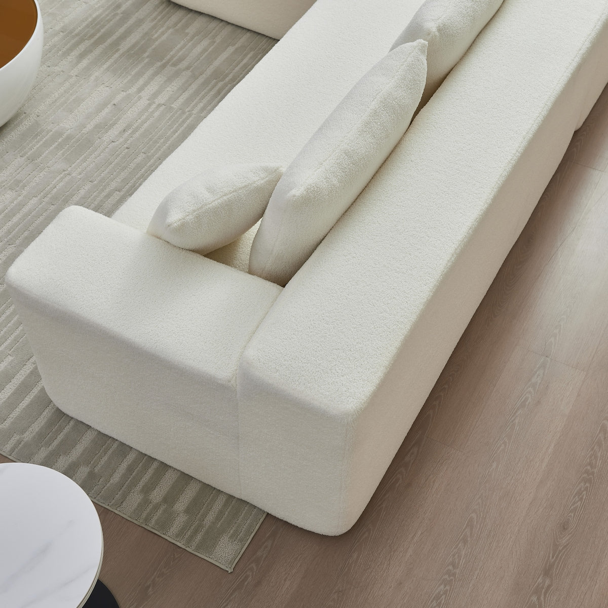 104.33" Sponge Sectional Sofa Couch for Living Room, L Shaped Modern Lamb Modular High Density Sponge Floor Sofa