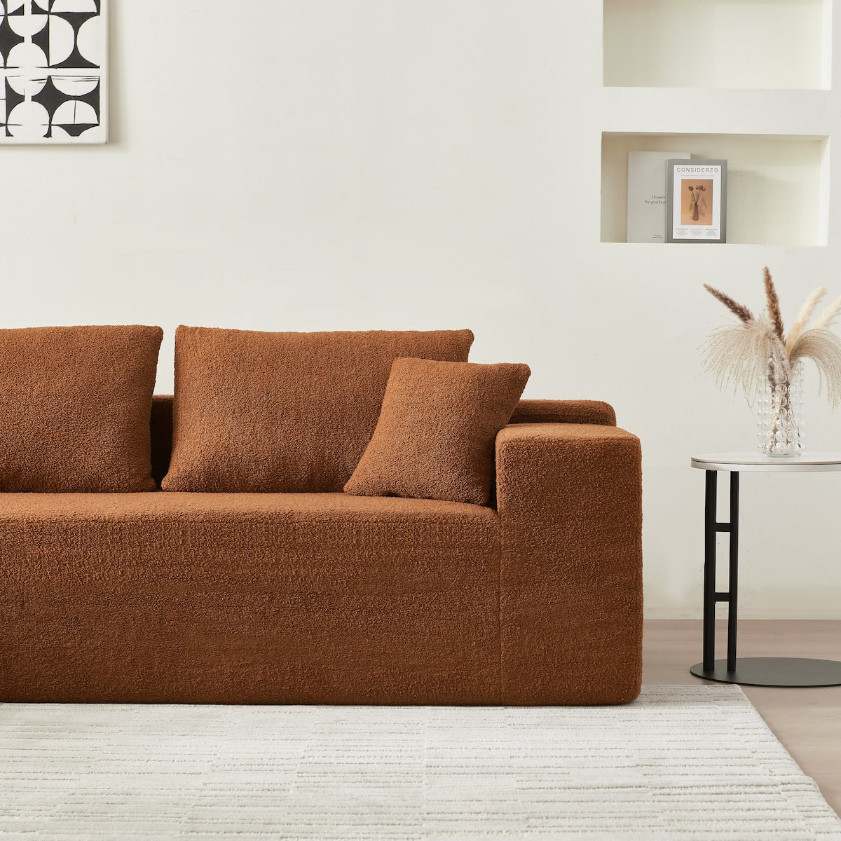 104.33" Sponge Sectional Sofa Couch for Living Room, L Shaped Modern Lamb Modular High Density Sponge Floor Sofa