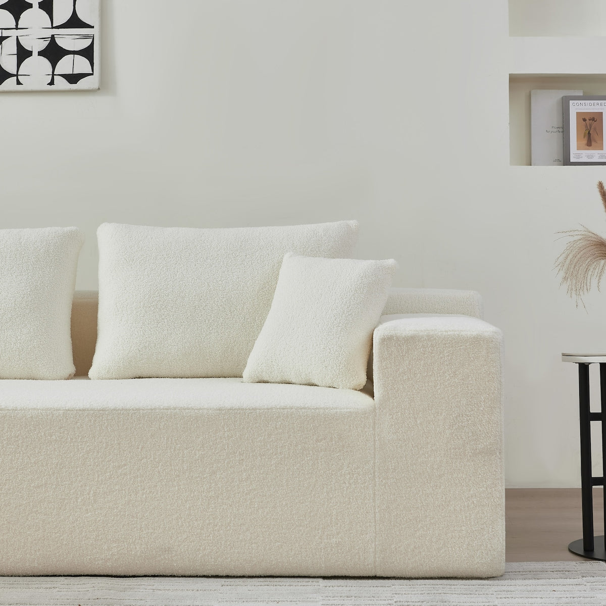 104.33" Sponge Sectional Sofa Couch for Living Room, L Shaped Modern Lamb Modular High Density Sponge Floor Sofa