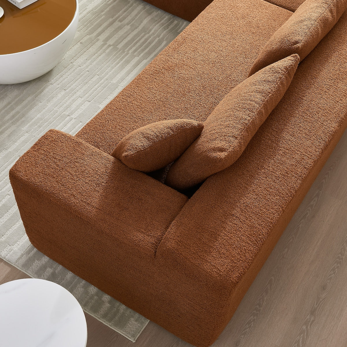 104.33" Sponge Sectional Sofa Couch for Living Room, L Shaped Modern Lamb Modular High Density Sponge Floor Sofa