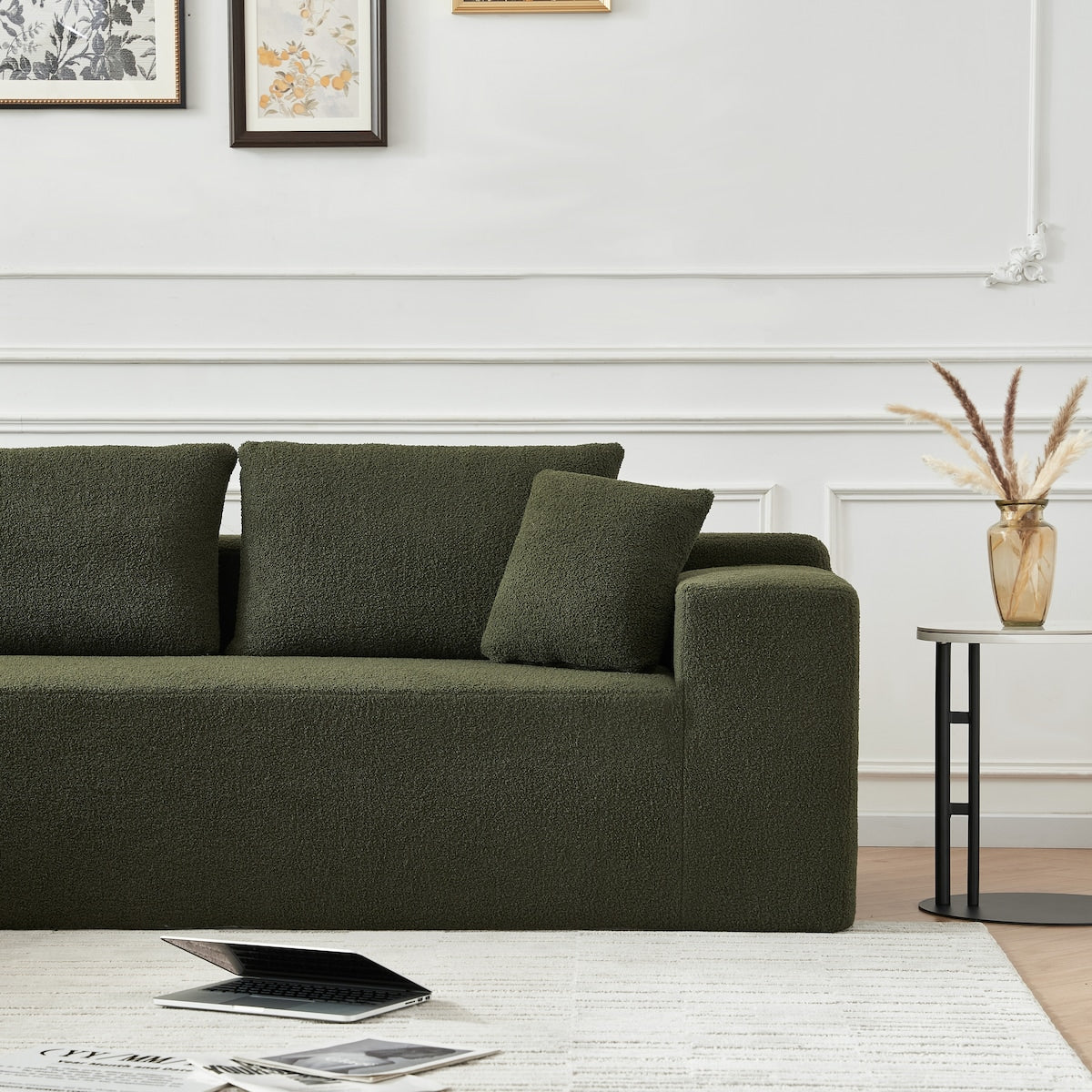 104.33" Sponge Sectional Sofa Couch for Living Room, L Shaped Modern Lamb Modular High Density Sponge Floor Sofa