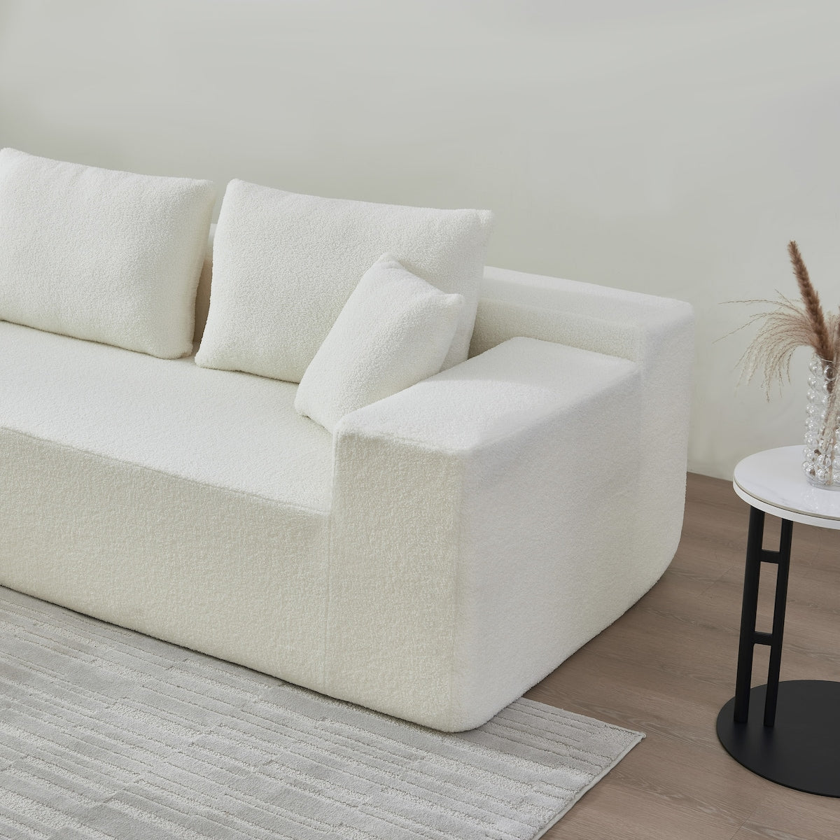 104.33" Sponge Sectional Sofa Couch for Living Room, L Shaped Modern Lamb Modular High Density Sponge Floor Sofa