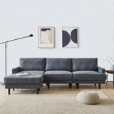 104.6" L Shape Modern Fabric Sectional Sofa with Solid Wood Frame & Legs, 3 Seater Sofa with Reversible Ottoman for Living Room