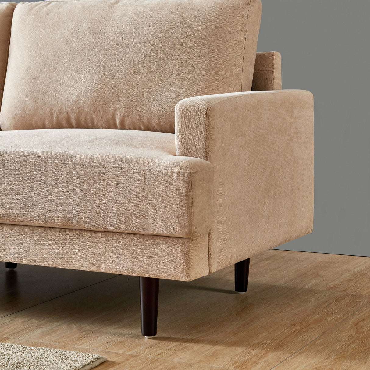 104.6" L Shape Modern Fabric Sectional Sofa with Solid Wood Frame & Legs, 3 Seater Sofa with Reversible Ottoman for Living Room