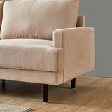 104.6" L Shape Modern Fabric Sectional Sofa with Solid Wood Frame & Legs, 3 Seater Sofa with Reversible Ottoman for Living Room