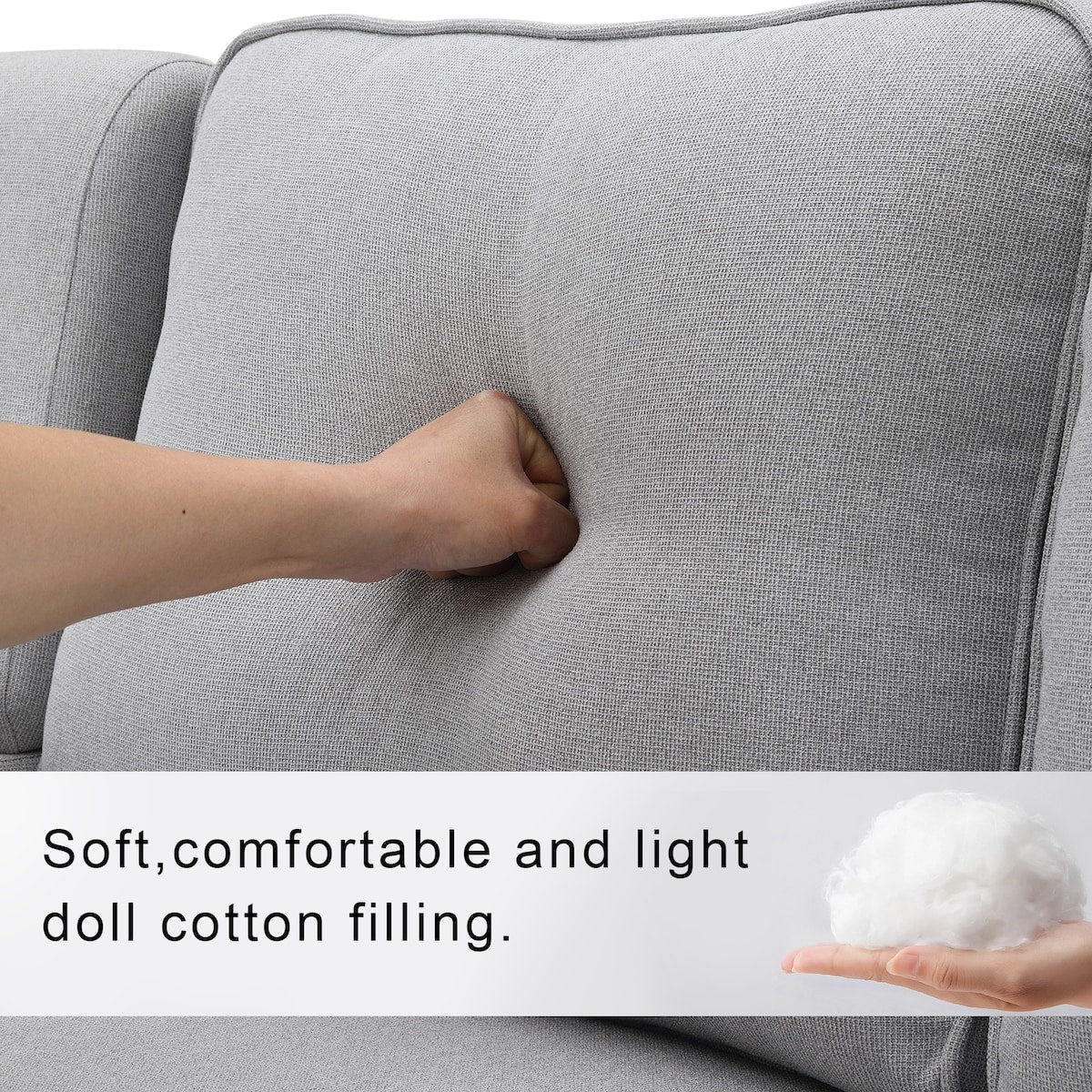 104" 4-Seater Modern Linen Fabric Sofa with Armrest Pockets and 4 Pillows,Minimalist Style Couch